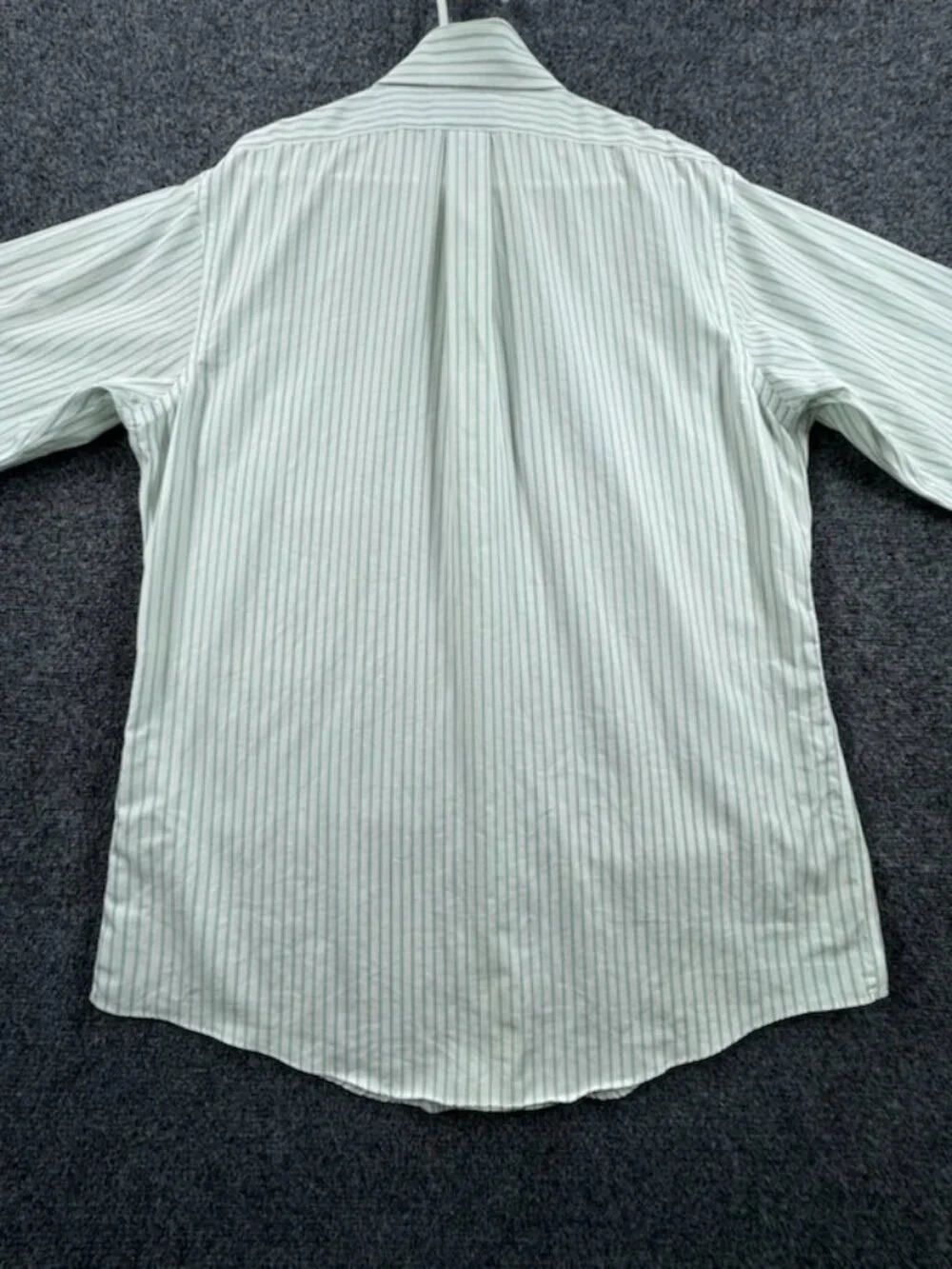 Brooks Brothers White Green 16 33 Slim Cotton Non-Iron Striped Button-Down Men